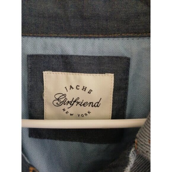 Jach’s Girlfriend Blue Button Front Quilted Demin Jacket Size L Casual Rustic - Picture 4 of 8